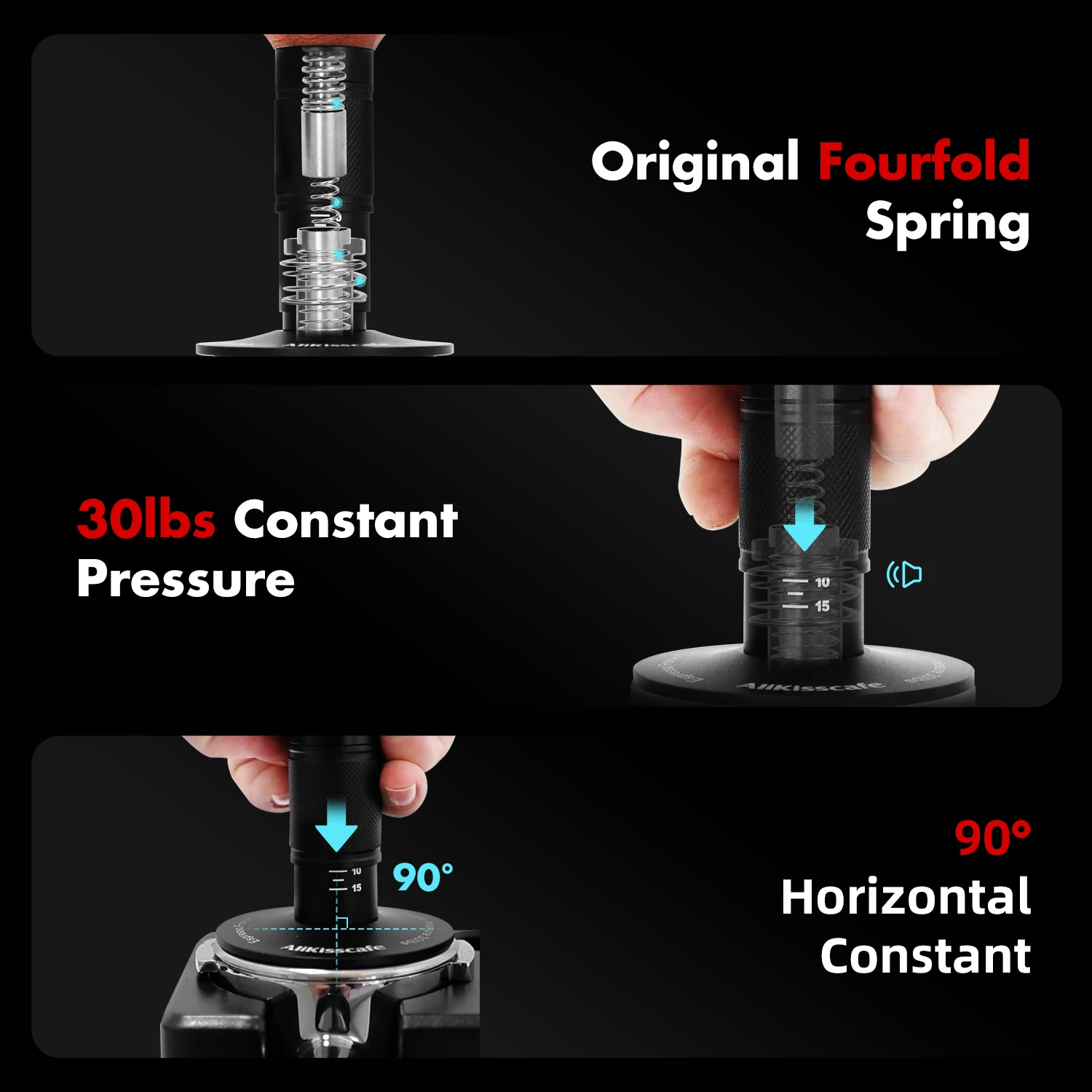 AliKisscafe Coffee Tamper Calibrated Impact 4 Spring Constant Pressure 30lb 51mm 53.3mm 58.5mm Espresso Accsesories Barista Tool