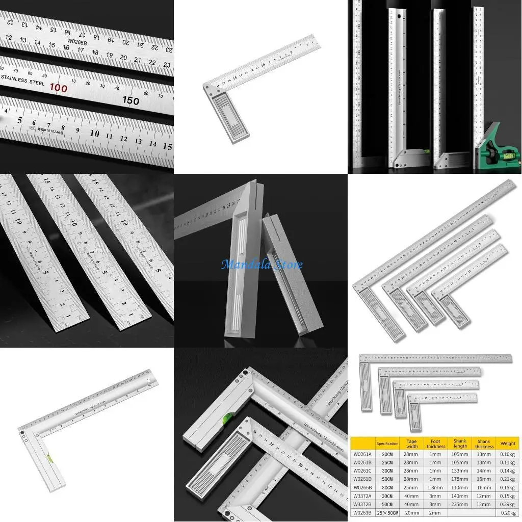 

U2JC Angles Ruler Square 90 Degree Right L Shaped Ruler Woodworking Protractors Tool