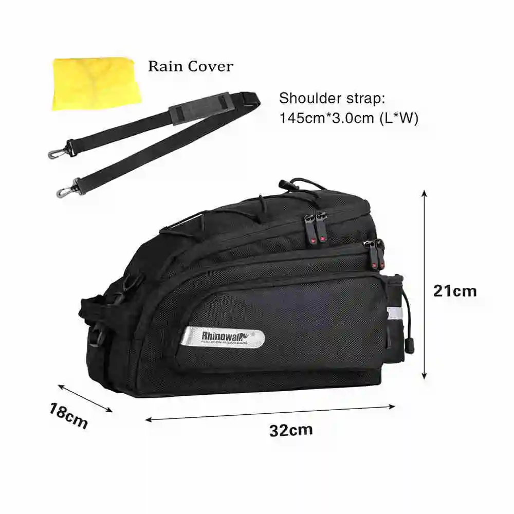 Rhinowalk-MTB Bicycle Luggage Rack Bag, Waterproof Cycling Saddle Rack, Trunk Bags, 12L Camera, Bicycle Accessories