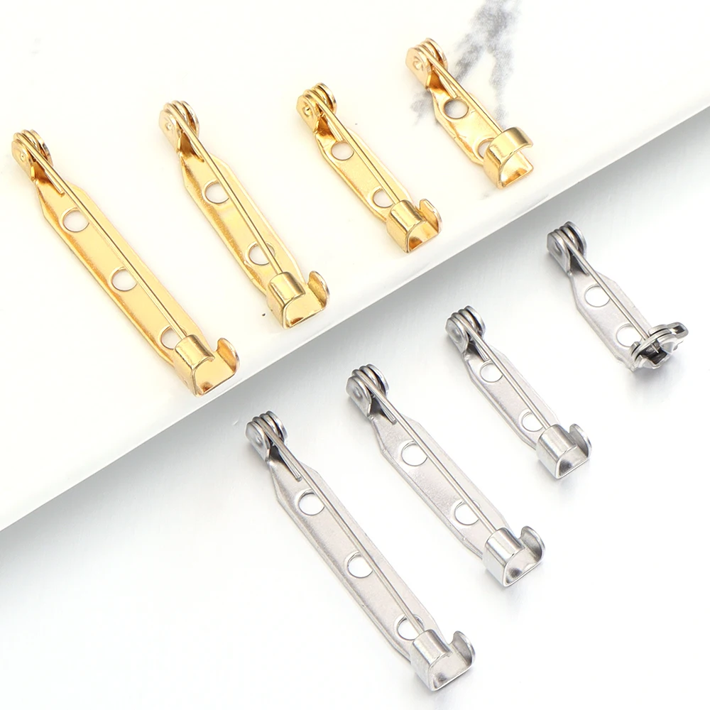 

20pcs/lot Stainless Steel Brooch Clip Base Pins Safety Pins Brooch Settings Blank Base for DIY Jewelry Making Supplies