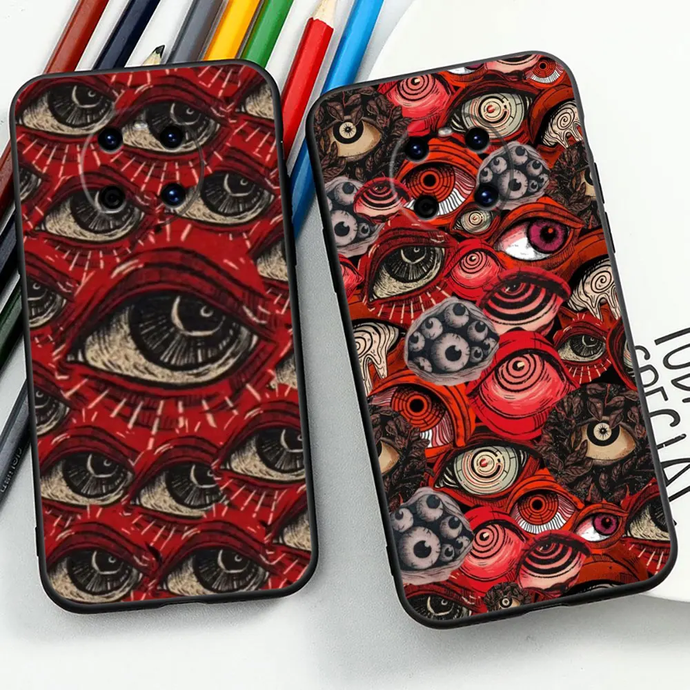 Spooky Scary Red Eye Face Phone Case For Huawei NOVA Y90 Y70 Y61 10SE 10 9 9SE 8 8SE 8I 7 7I 5 5I 4 3 3I 2 PRO PLSU Cover Cqoues