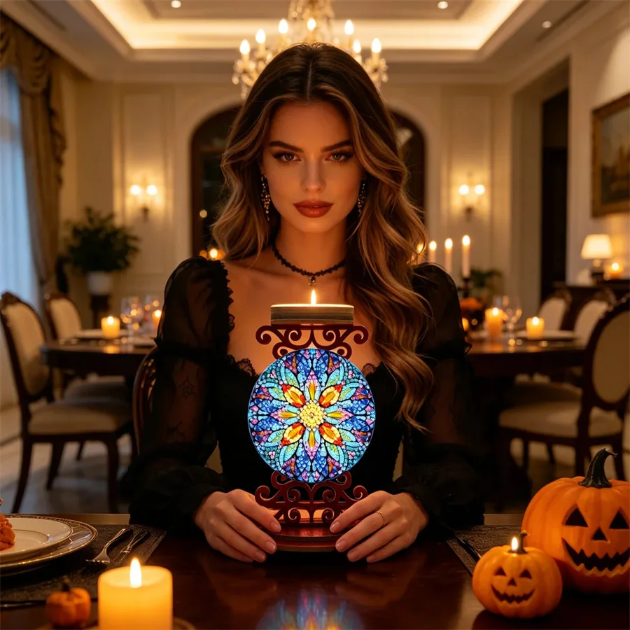 Flower candle holder Halloween holiday gift Diamond Painting Kits Drill DIY Crystal Rhinestone Mosaic Art Craft Home Decor