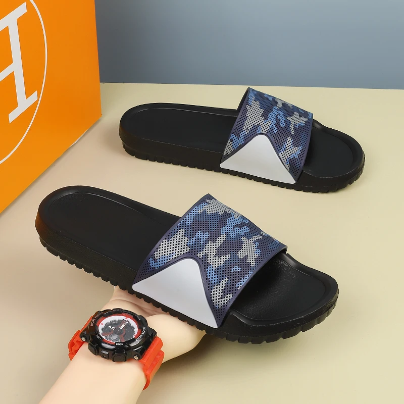 Designer Slippers for Men Fashion Flat Slides Mens Womens Slide Sandal Black Blue Camouflage Flat Gear Sole Luxury