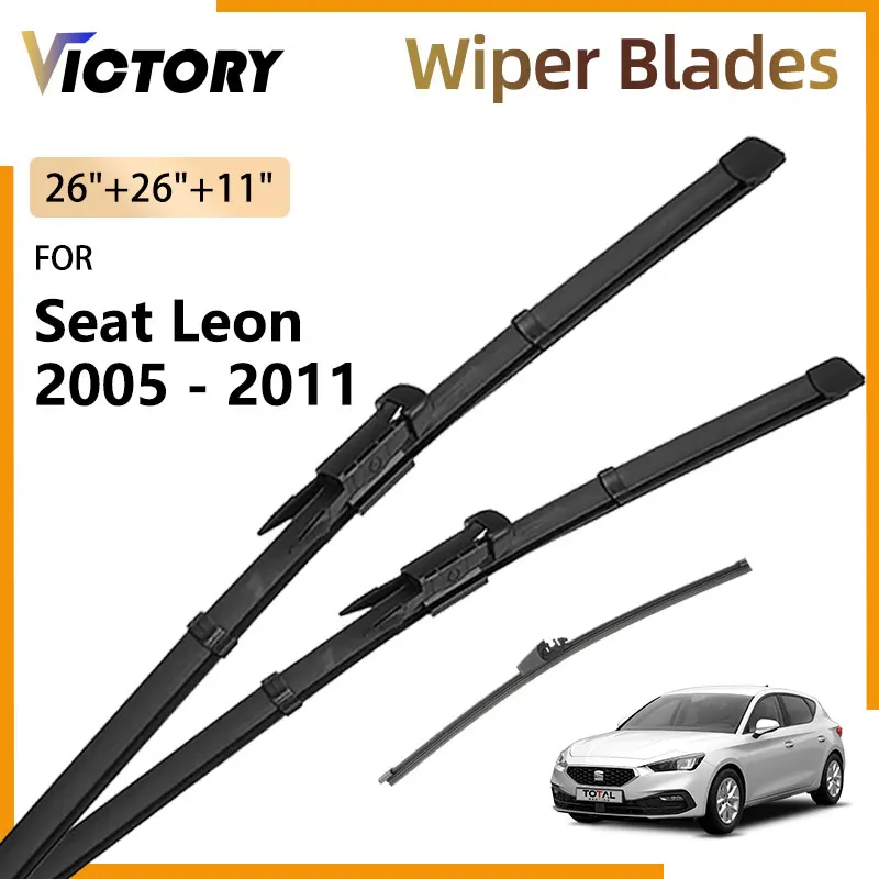 

Front Rear Wiper Blade For Seat Leon MK2 1P 2 2005 - 2011 2010 2009 2008 2007 2006 Windshield Windscreen Window Brush 26"26"11"