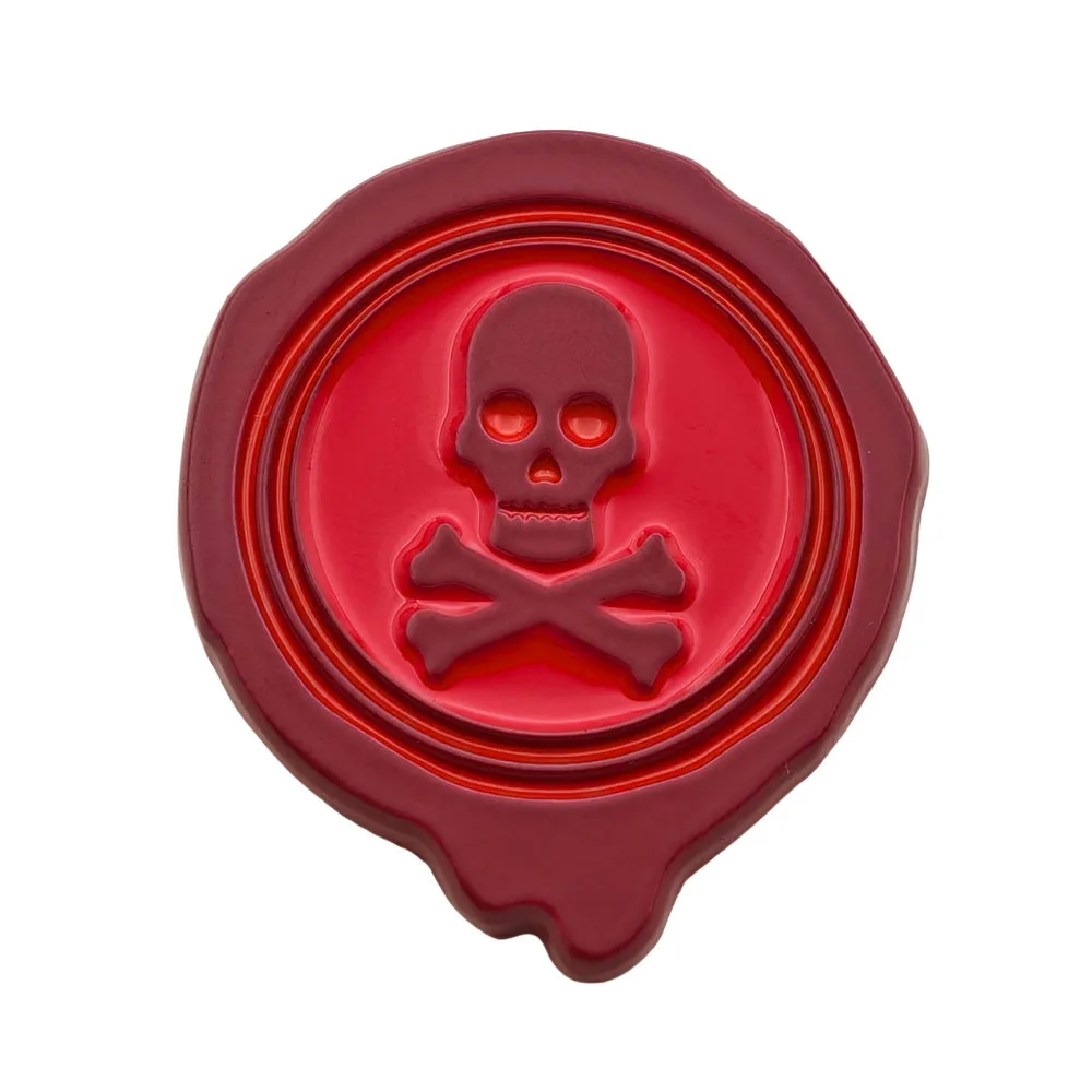 Red Wax Seal Enamel Pin Skull and Crossbones Metal Badge Vintage Pirate Totem Lapel Pins Punk Gothic Brooch Bag Decoration Gift