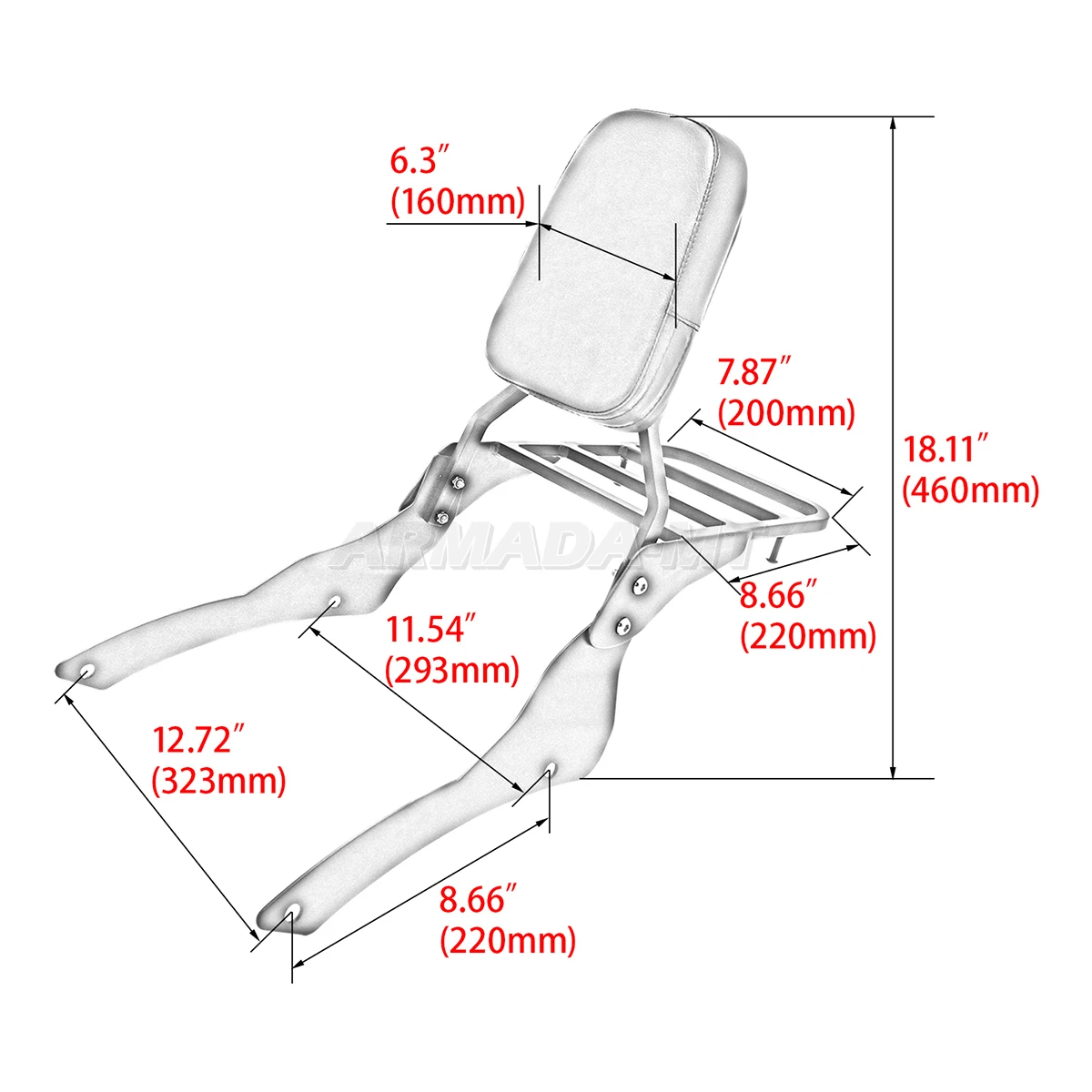 For Yamaha Dragstar400/650 Vstar 400 Vstar650 Classic 1998-2022 Motorcycle Rear Backrest Sissy Bar Luggage Rack Aluminium Alloy