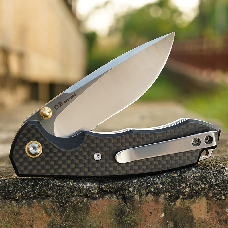 FORESAIL D2 Steel Sharp Folding Knife Outdoor Camping Hunting Cutting Survival Hiking Kitchen Fruits Pocket Clip EDC Tool Knife