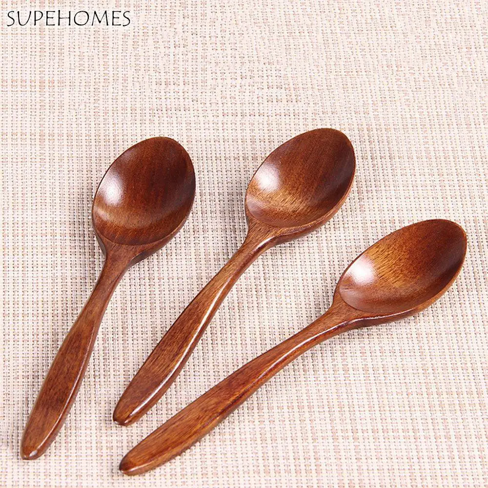 5 pcs/lot Wooden Spoon Cookware Kitchen Cooking Tools Soup Teaspoon Catering Cooking Tools Coffee Spoon Bamboo Kitchen Tools