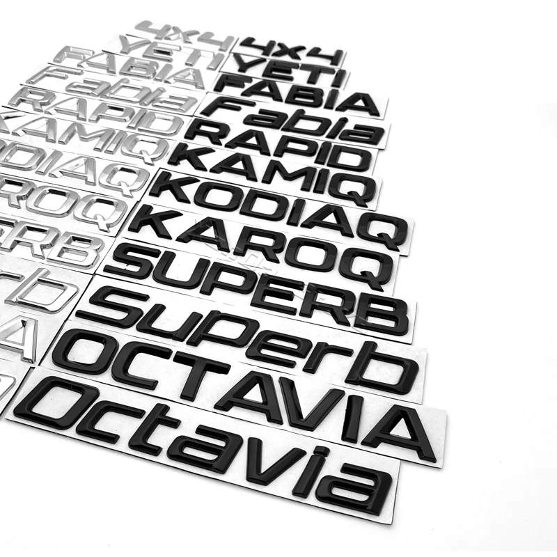 Stiker Logo Emblem decal bagasi belakang mobil logam untuk Skoda Octavia Superb RAPID FABIA KAMIQ KAROQ KODIAQ 4X4