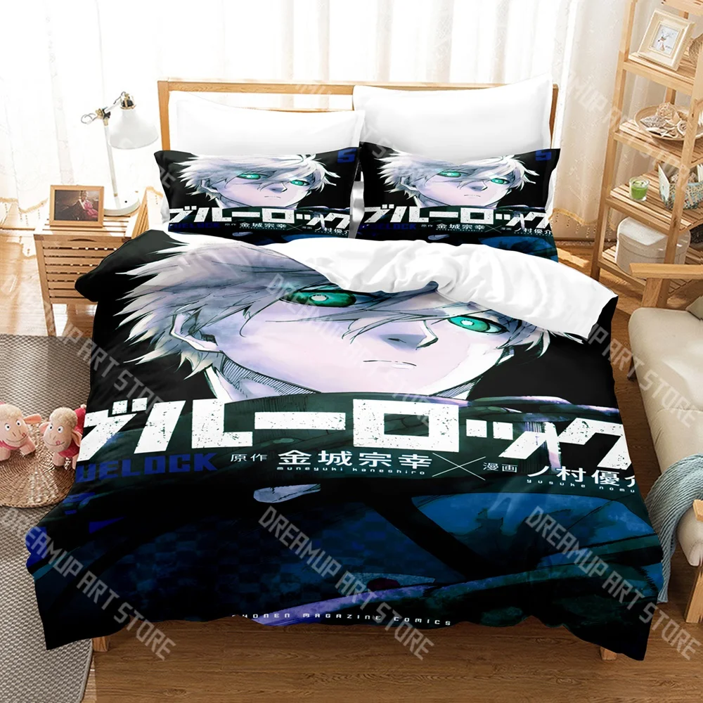 3D Print Blue Anime Lock Bedding Set for Boys Girls Duvet Cover And Pillowcase Included Twin Queen King Full Single Double Sizes