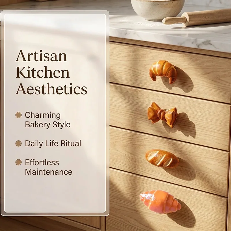 Realistic Bread Display Decorative Handle Cute Croissant-Shaped Home Cabinetry Door Knob
