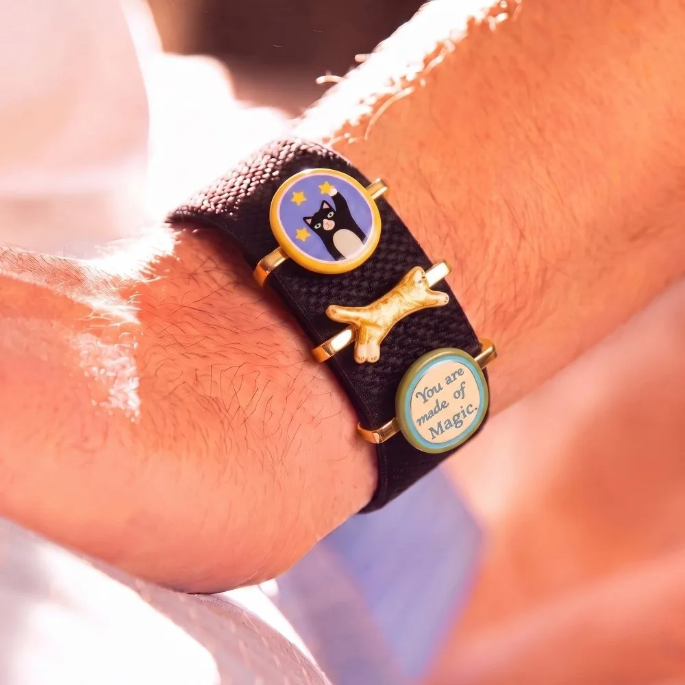 Cartoon Cat Watch Strap Pendant Enamel Style DIY Accessory Watch Band Decorative Bead Gold Tone for Whoop 5.0/5.0 MG/4.0