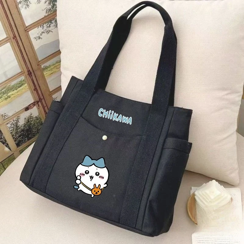 Anime Chiikawa Kawaii Lovely Tote Bag Girls Large Capacity One Shoulder School Bag Usagi Hachiware Student Tuition Bag Sweet New view 2