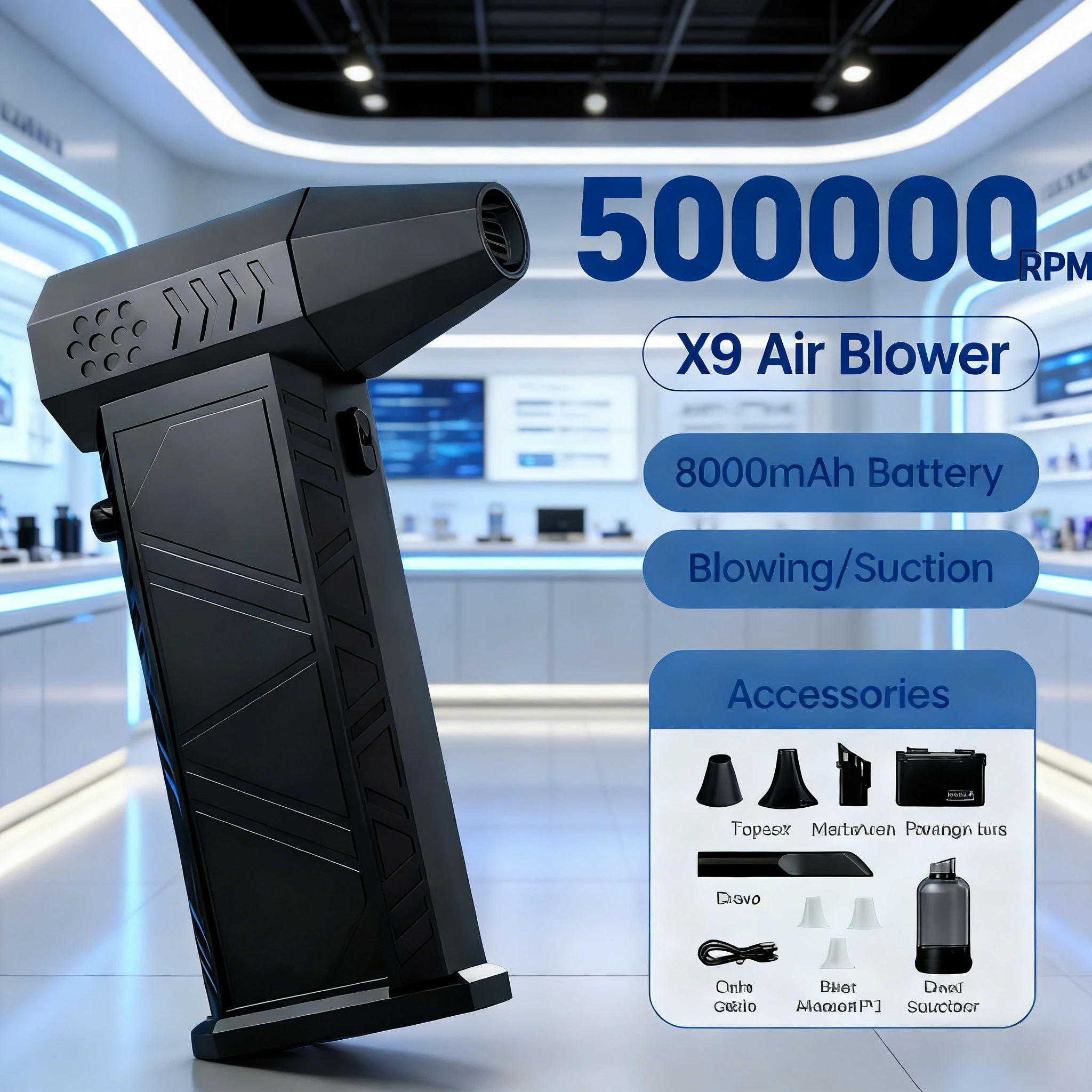 

X9 500000RPM Turbo Jet Blower Vacuum | Wireless Portable High-Speed Compressed Air Duster