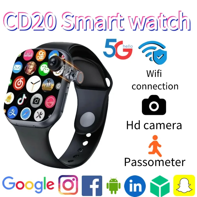 

Newest 5G Smart Watch Global Version 2.29 Inch AMOLED Screen 180 Degree Rotating Camera SIM Card WiFi GPS Video Calling Support