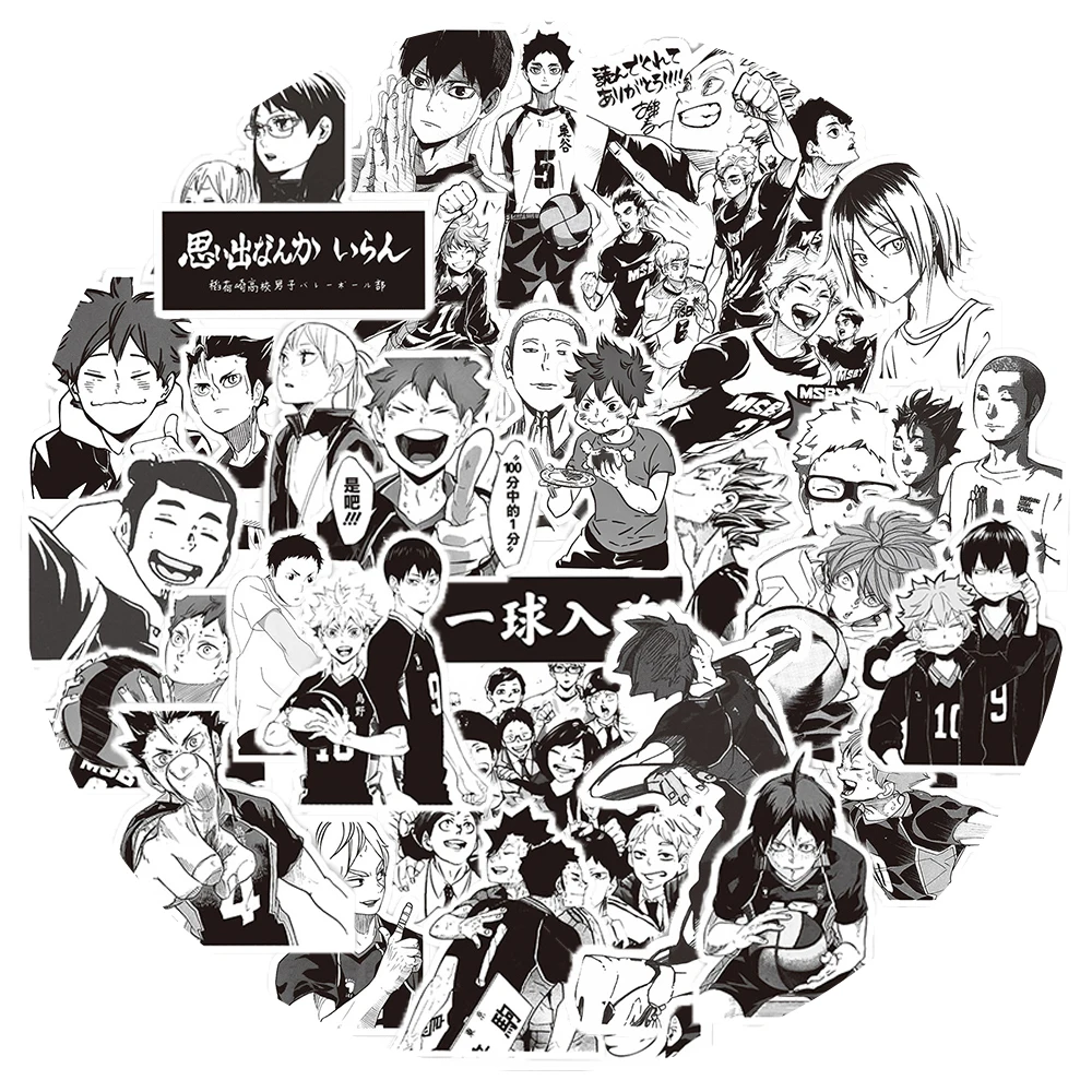 10/30/65pcs Volleyball Anime Haikyuu!! Stickers Black and White Graffiti Sticker Phone Suitcase Guitar Cool Hinata Shoyo Decals