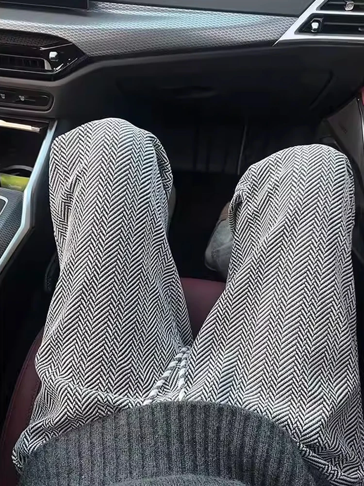 

Вязаные повседневные брюки в американском стиле ретро, мужские осенне-зимние текстурированные драпированные широкие спортивные брюки, удобные прямые...