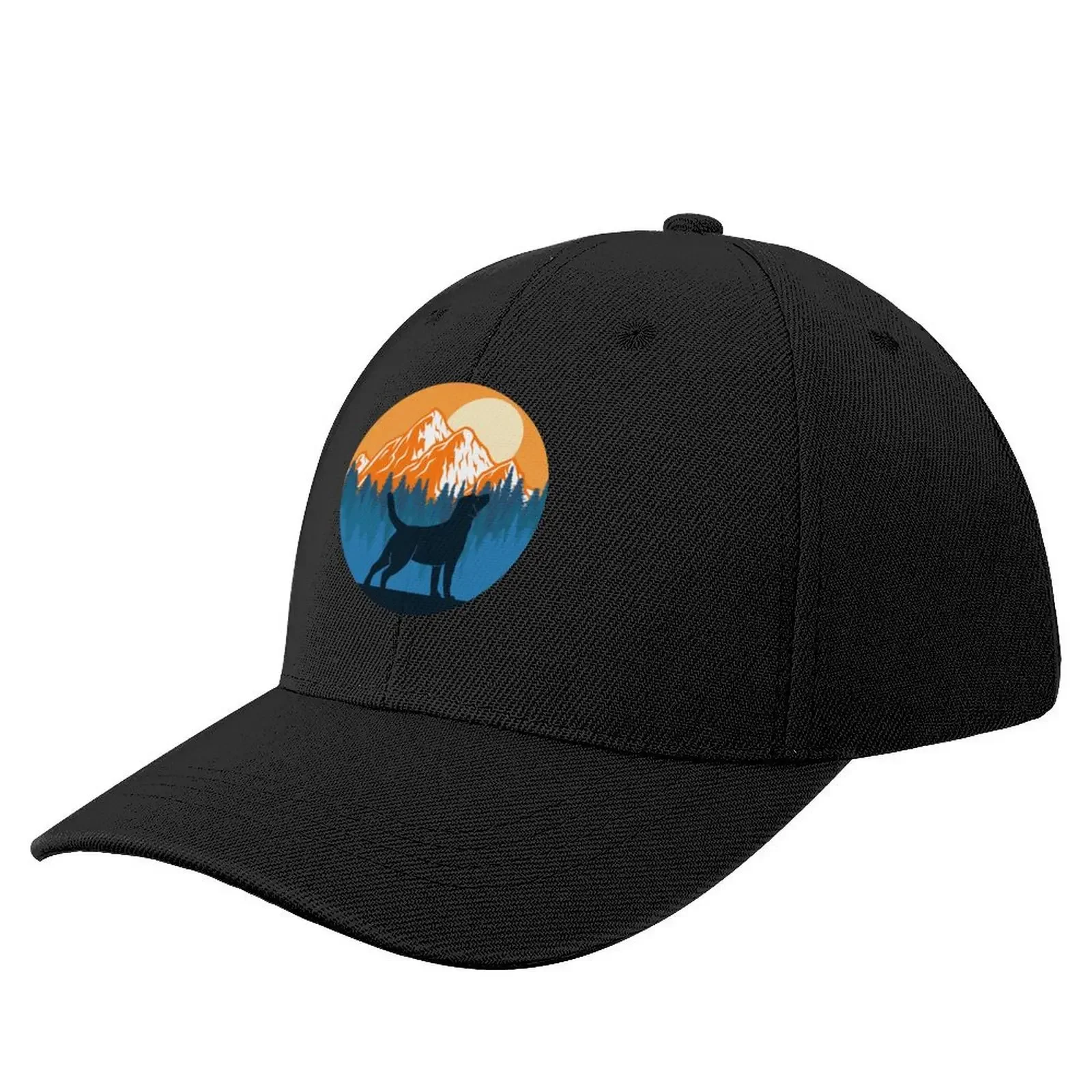 Labrador Dog Silhouette Sunset Mountain Forest labrador lover Baseball Cap beach hat hard hat Rugby Female Men's