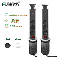 EU 16A PULL POP UP 3 Power EU Socket Color Port Kitchen Table Desktop Sockets Retractable Countertops Hidden Desktop Outlets