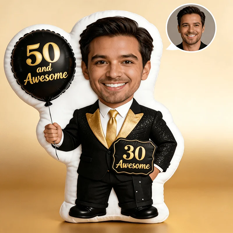 Personalized Photo Customization: Milestone Gentleman Black Gold Custom Shap Decor Cushion Graphic Accent 60CM Cut-to-Shape Home