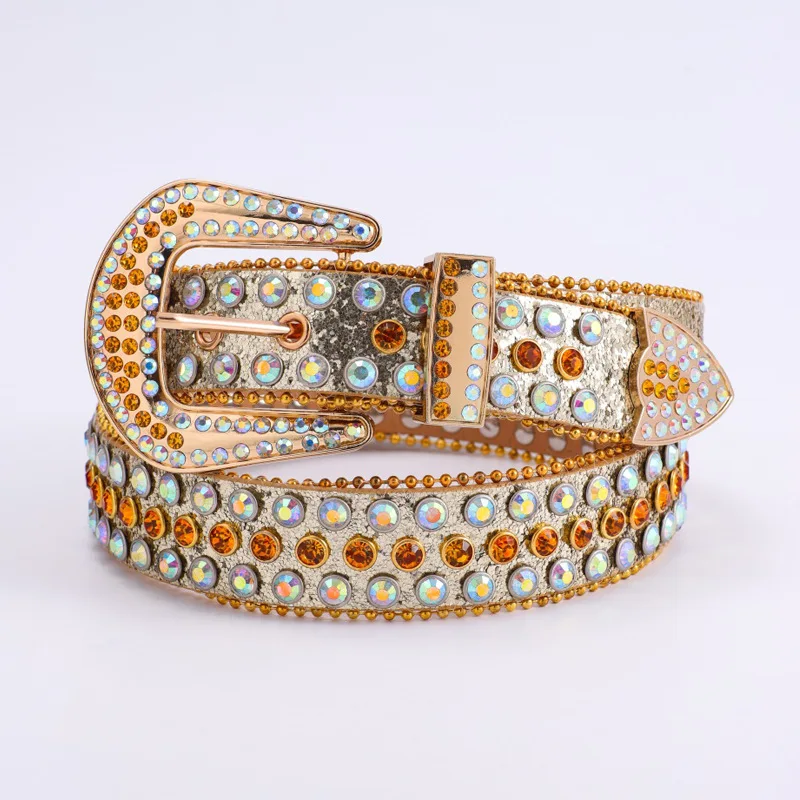 

men fashion punk gothic rhinestone belts pin buckle soft leather belt designer diamond studded waistband women stylish strapon