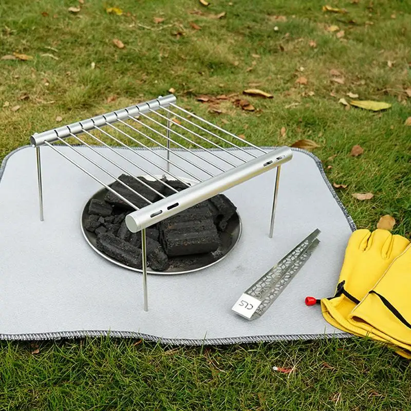 Parrilla portátil para barbacoa, soporte de acero inoxidable desmontable, accesorios para pesca al aire libre y Camping