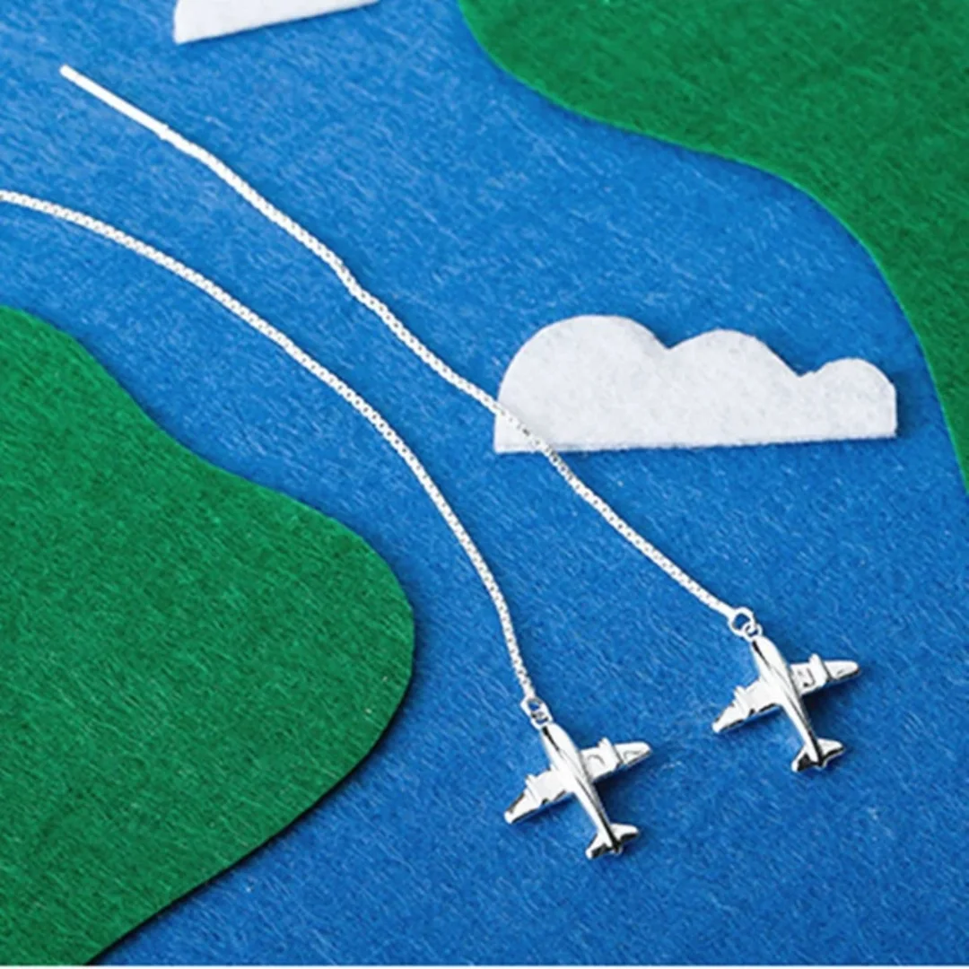 UiniTail hot new 925 sterling silver small aircraft long ear line female personality fashion tide flow sweet earrings gift ED120