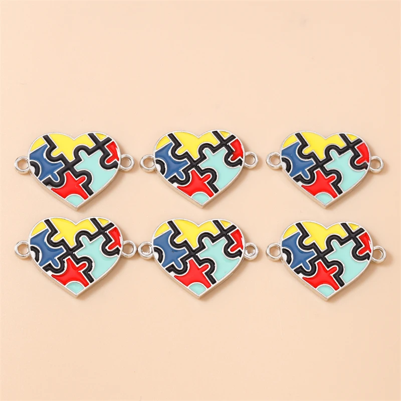 

20pcs 28x19mm Cute Enamel Love Heart Charms Connectors for Jewelry Making DIY Bracelets Necklaces Handmade Crafts Accessories