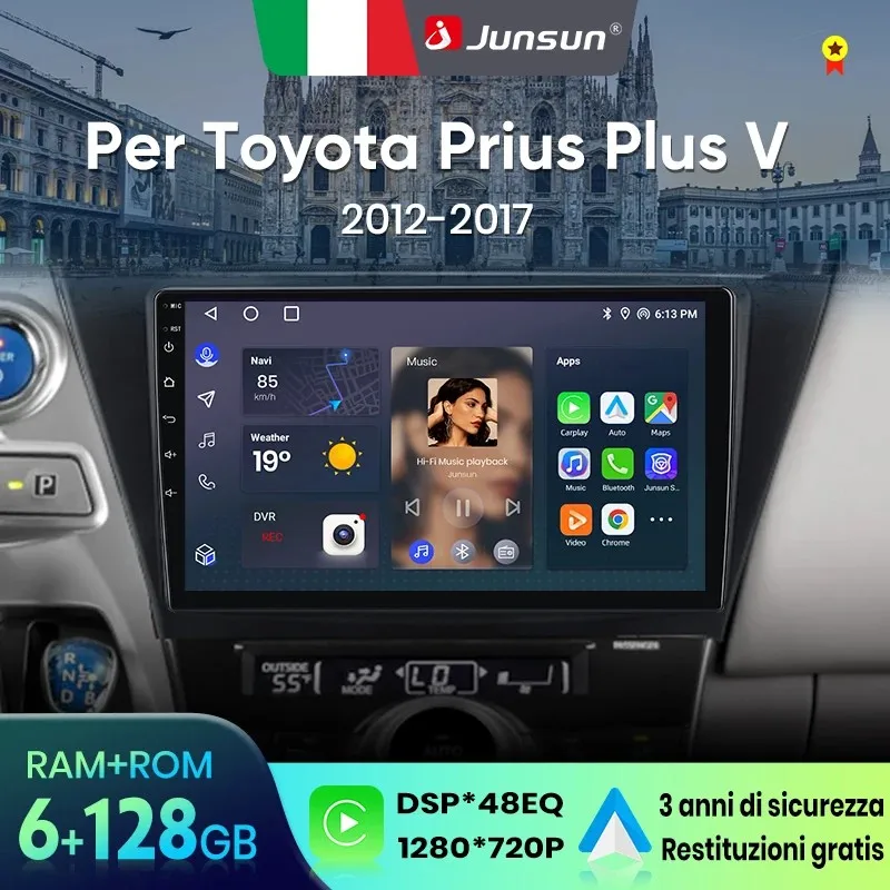 Junsun für Toyota Prius Plus V Alpha 2012-2017 9 Zoll 4GB 64GB Android 13 Autoradio GPS Navigation Carplay DSP Bluetooth FM Lenkradbedienung Unterstützung USB AUX Eingang Rückfahrkamera Bereit 1080P