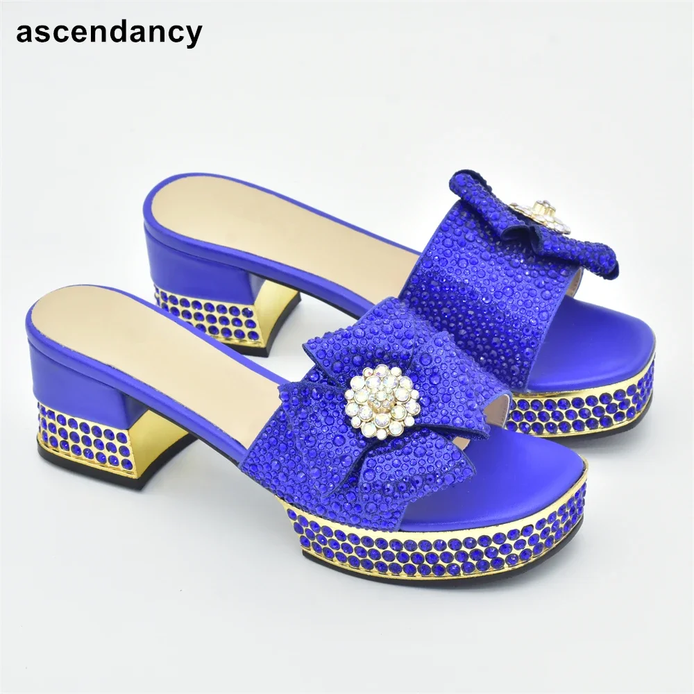 New Arrival Shoes Woman High Heel African Women Wedding Shoes Decorated with Rhinestone Latest Designer Shoes Women Luxury 2023