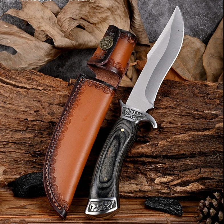 

Тактический нож высокой твердости с лезвием из стали 8Cr13MoV, деревянной рукоятью, для охоты, туризма и активного отдыха, портативный, EDC-инструмент