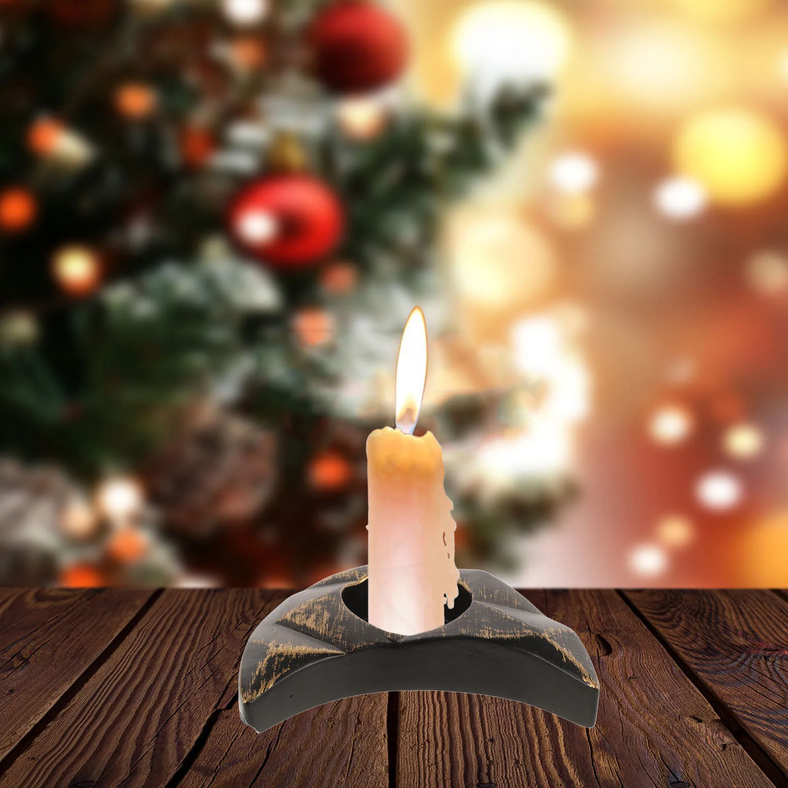 

2 Pcs Aromatherapy Holder Candlestiick Holders Moon Candlestick Desktop Decor Decorations Hollow House Resin Vintage