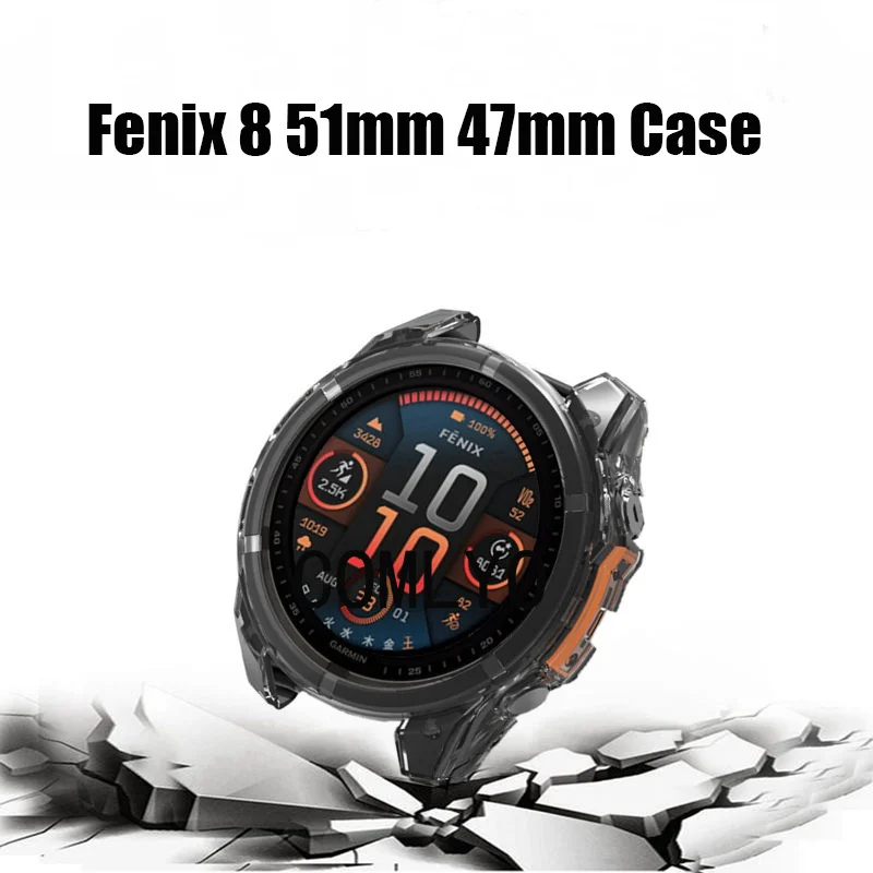 For Garmin Fenix 8 51mm 47mm solar AMOLED Case Protective TPU Cover Bumper Glass Screen Protector Dust Plug