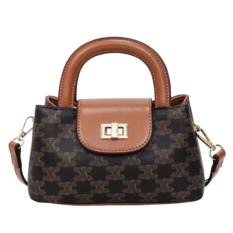 

Women's 2025 Luxury Small Square Bag - Portable Contrast Plaid Splicing Simple Commuting Shoulder Bag
