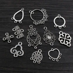 30pcs Antique Silver Plated Boho Vintage Flower Connector Charms Pendant DIY Necklace Bracelet Jewelry Making Findings Supplies