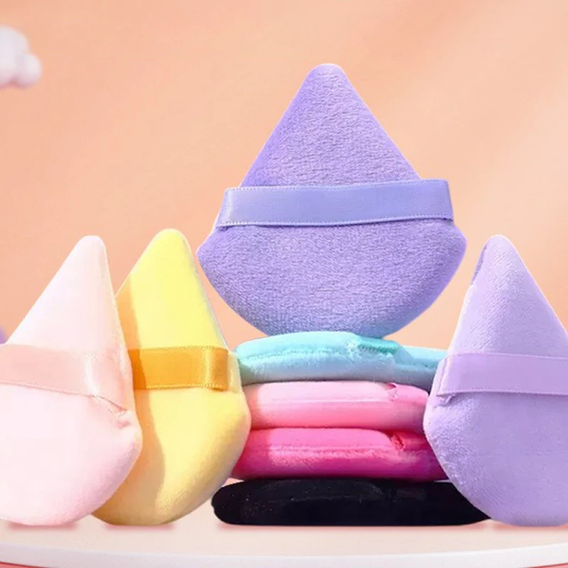 1/10pcs Triangle Powder Puff Mini Velvet Facial Cosmetics Sponge Double-sided Super Soft Makeup Cushion Washable Portable Gifts