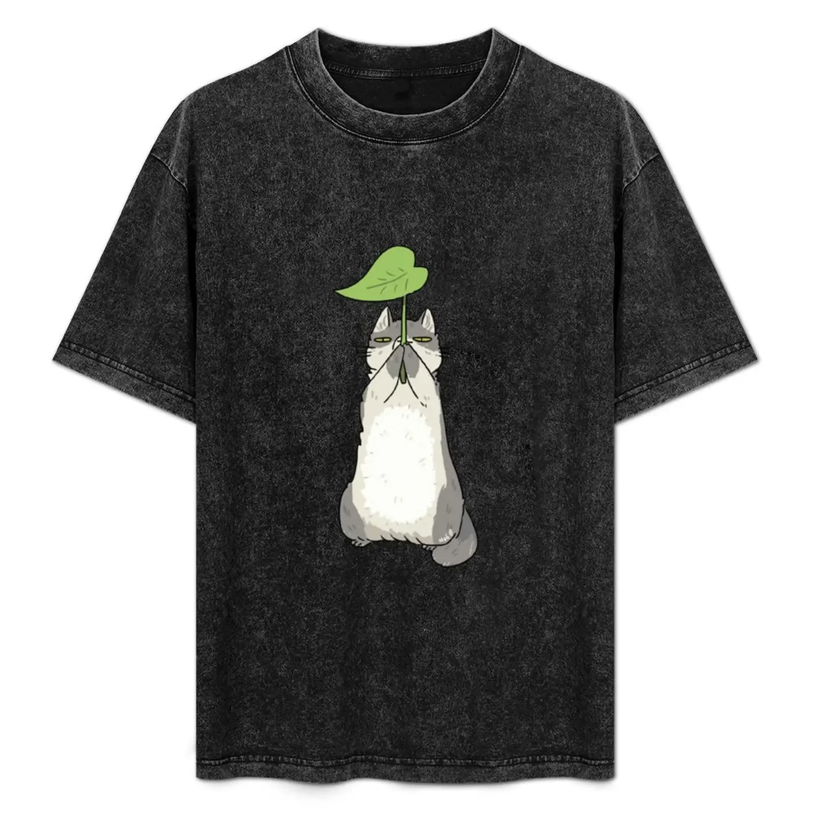 

Cat with stalk T-Shirt cotton graphic tees anime figures plus size clothes black t shirts for men