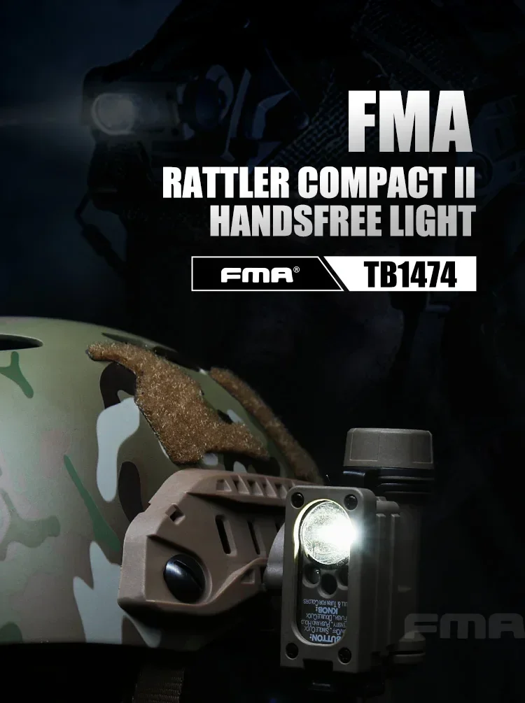 FMA Rattlesnake Compact II Hand Free Light IR / LED Survival Light Headlamp Tricolor Flashing Signal Lamp Helmet Accessory