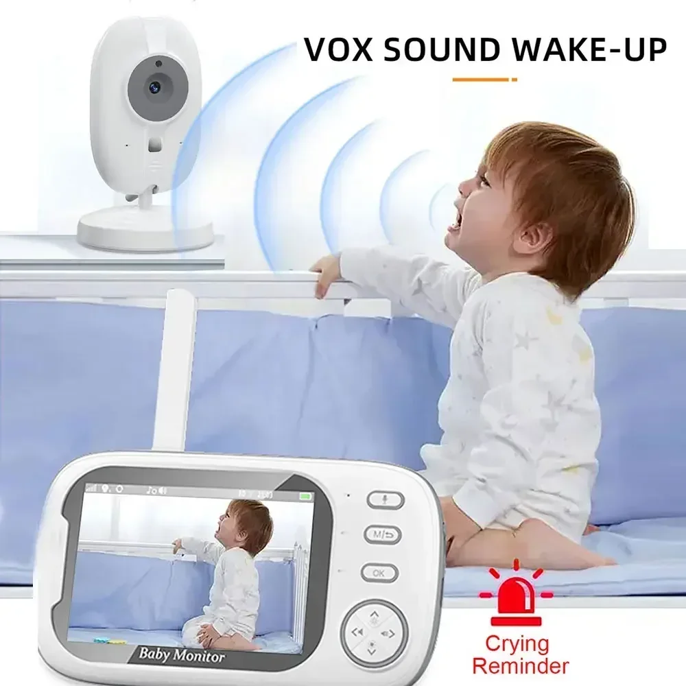 VBABM 3.5 Inch Baby Monitor With Camera Stand Wireless Electronic Babysitter Two Way Audio Video Nanny Radio For Child Safety view 3