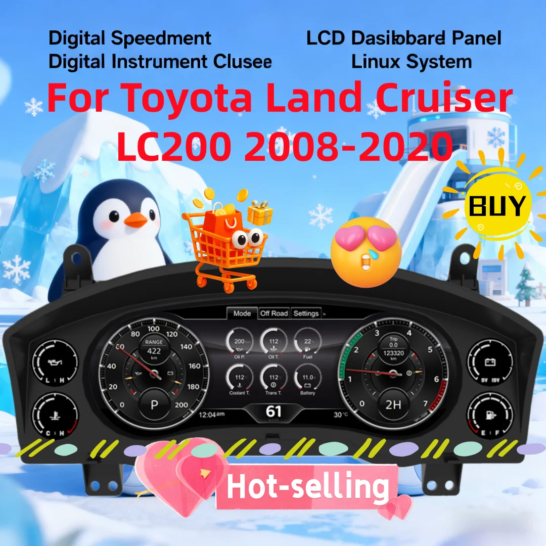 Car Digital Cluster Instrument Panel For Toyota Land Cruiser 200 LC200 2008-2020 Dashboard Speedometer Virtual Cockpit Screen