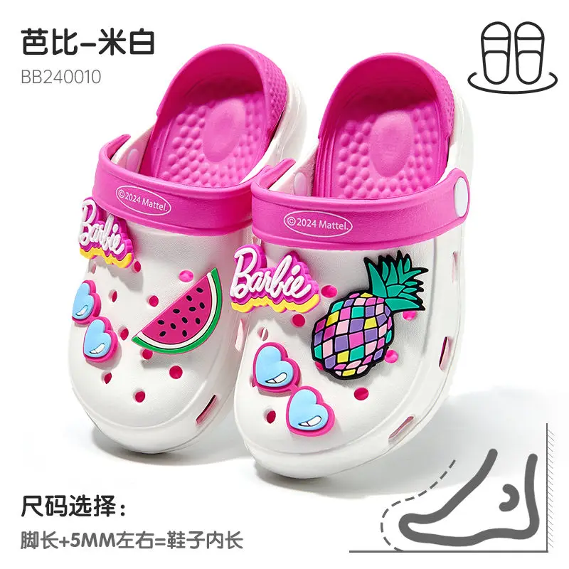 Barbie Kids Shoes Girls Cute Sandals Outdoor Children Beach Shoes girls Slippers Kawaii Clog Shoes Summer Fashion Casual Shoes