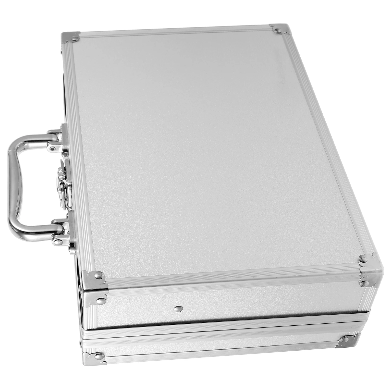 

Aluminum Alloy Toolbox Silver Right Angle Portable Workstation Locking Briefcase Hard Case Tool Storage Box For Men