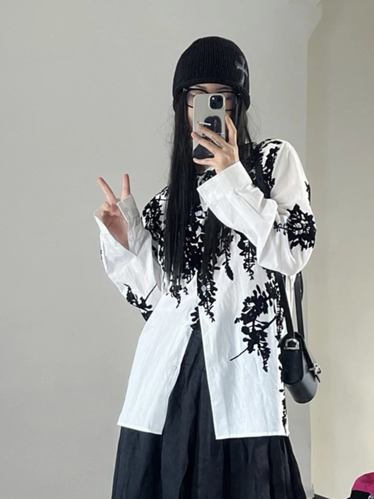 Printed Shirts Women Personality Advanced Temperament Loose Minority Prevalent Chinese Style Aesthetic Tops Ladies Autumn New