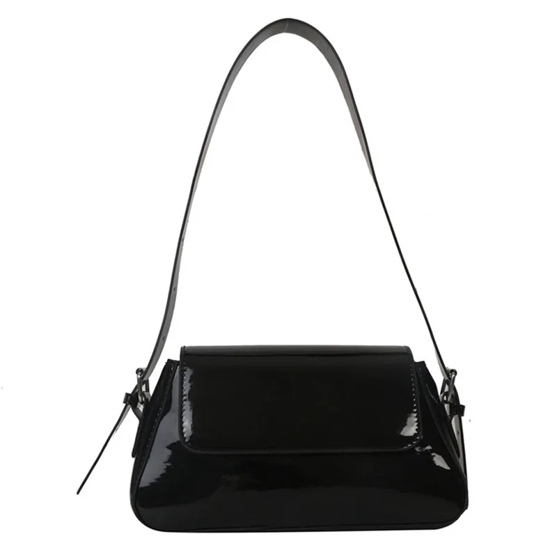 Glossy PU Texture Shoulder Bag 2024 Summer New Trendy Simple High Quality Messenger Bag Solid Color Commuter Small Square Bag