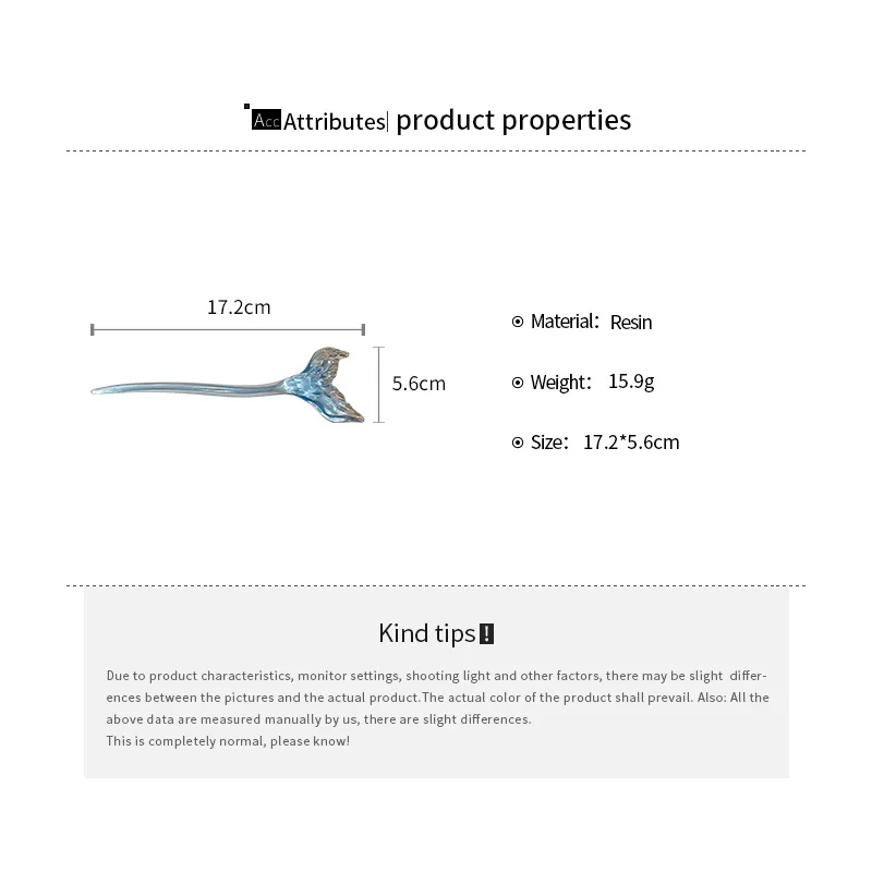 النمط الصيني شفافة الأزرق البحر الراتنج ذيل السمكة دبابيس الشعر للنساء الإبداعية الشعر العصي موضة إكسسوارات الشعر عطلة الخامس