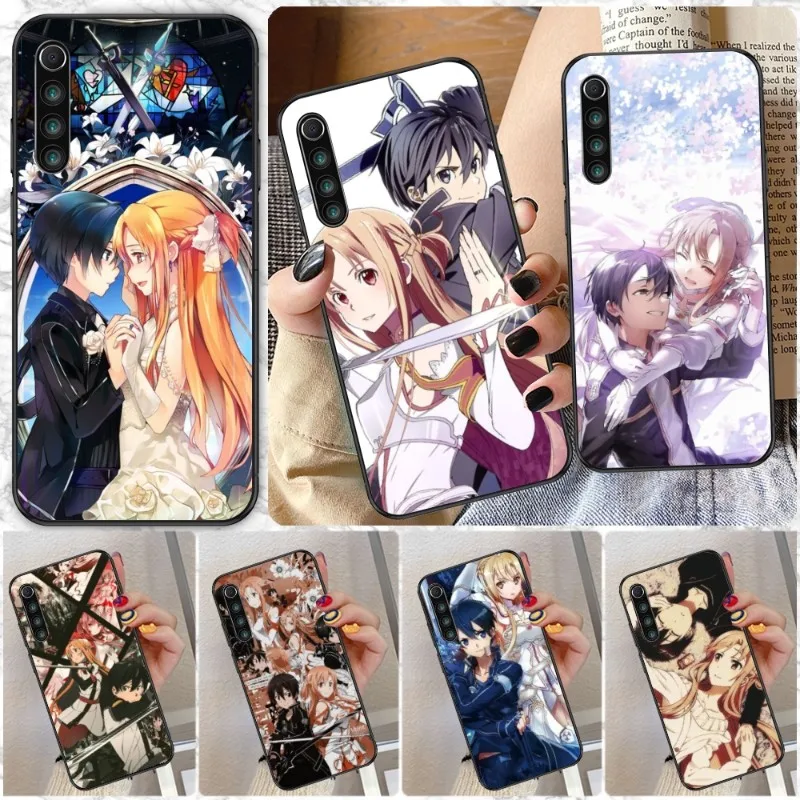 SAO Kirito Asuna Smart Phone Case for Xiaomi Redmi Note 12 11 10 9T 8 7 Pro 9 9A 9C 8 Black Soft Phone Cover Funda