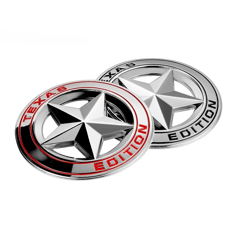 3D Metal TEXAS EDITION Shield Pentagram Emblem Badge Car Fender Side Tail Body Sticker For JEEP Wrangler Liberty Grand Cherokee