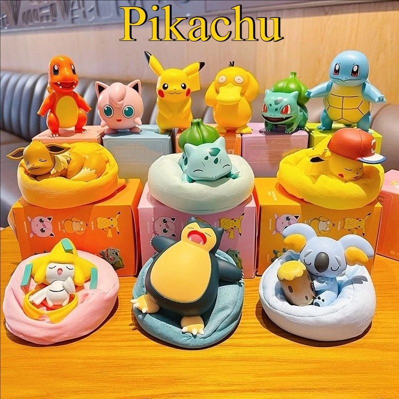กล่องสุ่มโปเกมอนสุดฮิต ดีไซน์น่ารัก ตัวละครพิคาชู คิรบี้ และสัตว์ประหลาด ของตกแต่งโต๊ะทำงาน ของขวัญตุ๊กตาจิ๋ว