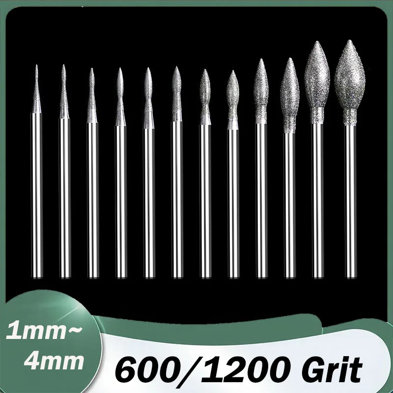 5Pcs Grinding Head Polishing J Needle Bits Burrs Metal Stone Jade Engraving Carving Tools 1mm 1.5mm 2mm 2.5mm 3mm 4mm