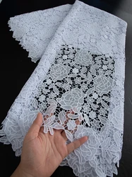 White Water Soluble Lace Fabric with Sequins Nigerian Guipure Cord Lace Fabric African For Women Wedding Dresses diy, 5yard 4586